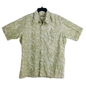 Vtg 70s 80s McGregor Hawaiian Shirt Men XL 17 17.5 Green Beige Retro Lightweight